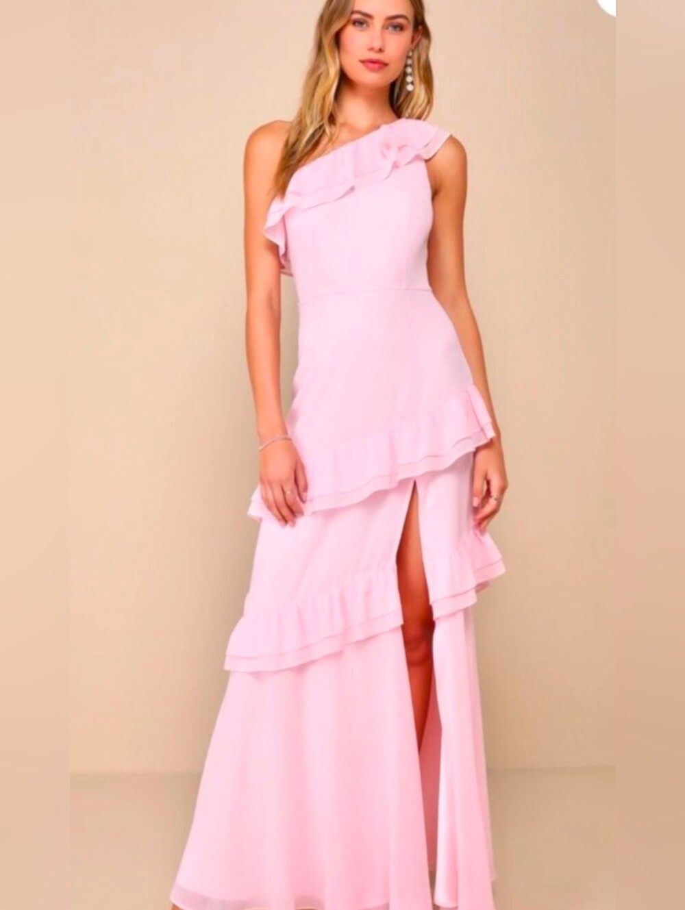 Lulu's Soft Pink Ruffle Maxi Dresss Sz 1X